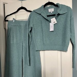 NWT Women Sage Waffle Sweater Outfit Pant (size S) Sweater/Top (size XS)